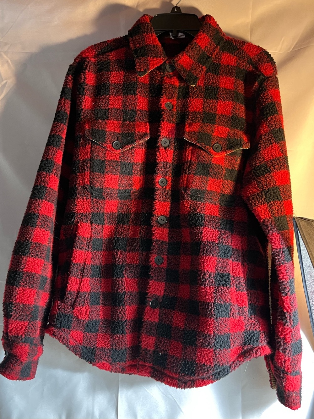 Brooks Brothers Red and Black Plaid Sherpa Button-Down Shirt